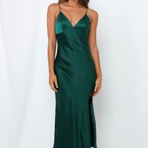 Hello molly forest green midi slip dress NWT size S
